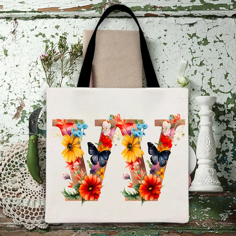 Colorful Flower W-Shaped Canvas Bag-BSTC1271