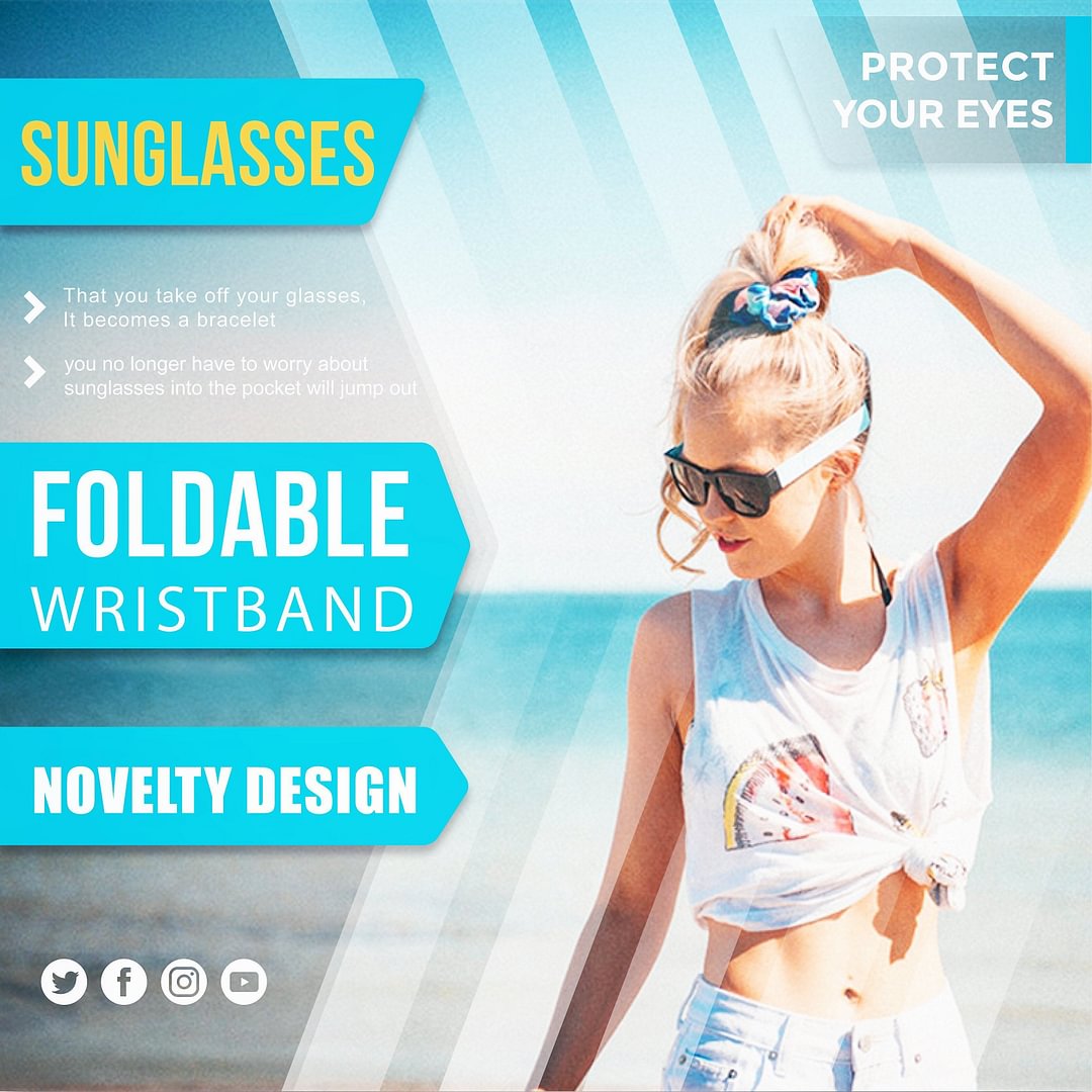 Foldable Wristband Polarized Light Sunglasses