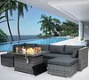 0% OFF NICESOUL 118''L PE Rattan Patio Furniture Sectional Sofa Sets with Cushions Outdoor PE Wicker Conversation Sets Including CSA Aproved Fire Pit Table with Blue Stones & Wind Glass??Gray-7 Pieces with Fire Pit Table