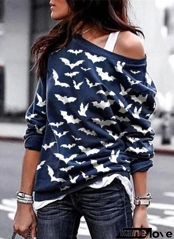 Navy Bat Print Sweatshirt