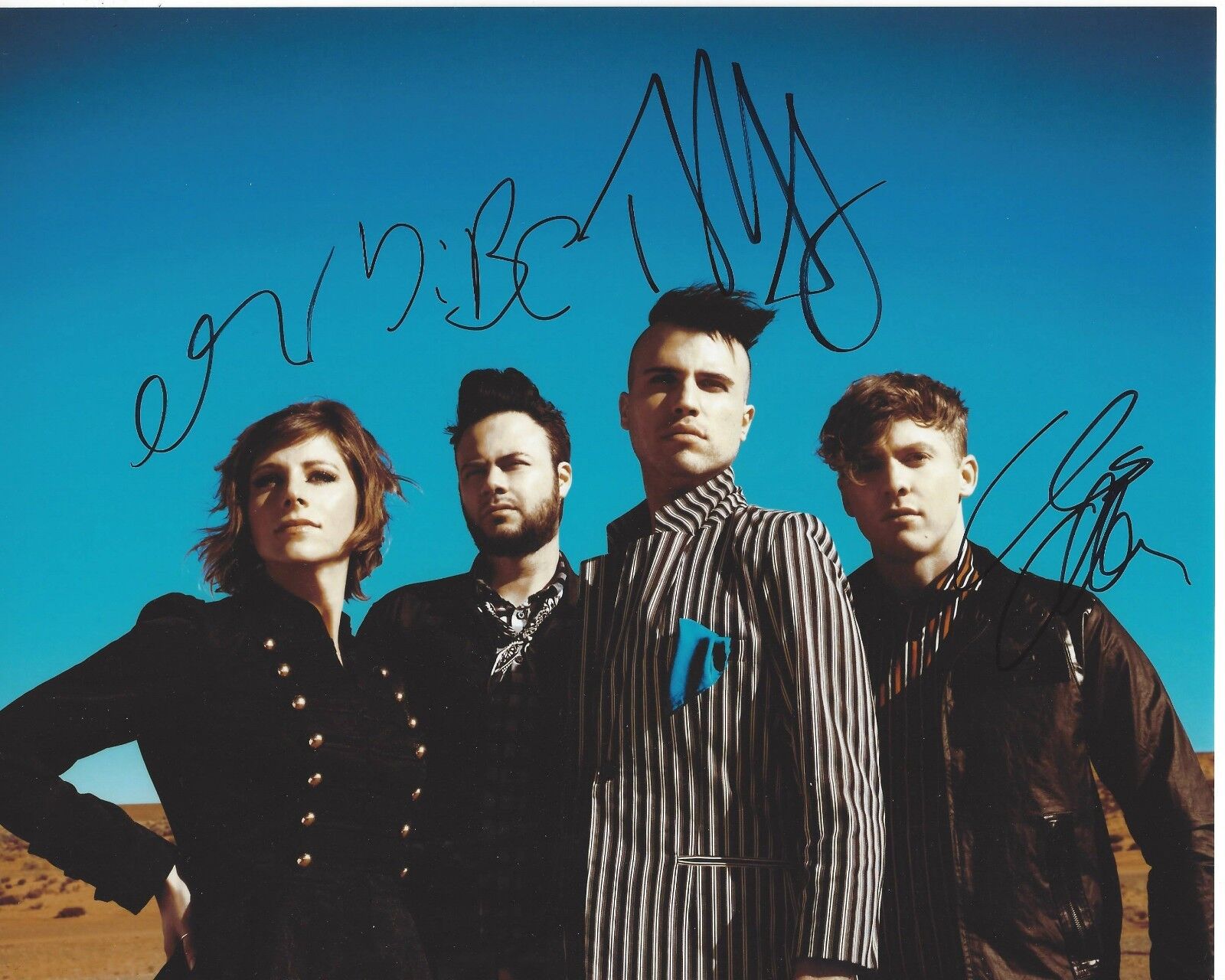 NEON TREES BAND SIGNED 8X10 INCH Photo Poster painting 1 w/COA X4 TYLER GLENN ROCK PUNK GROUP