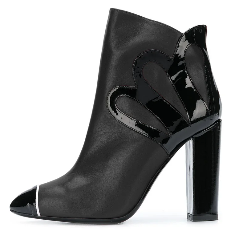 Black Chunky Heel Boots Fashion Ankle Boots |FSJ Shoes