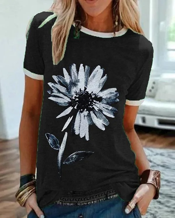 casual plus size floral printed tee shirts tops p216292