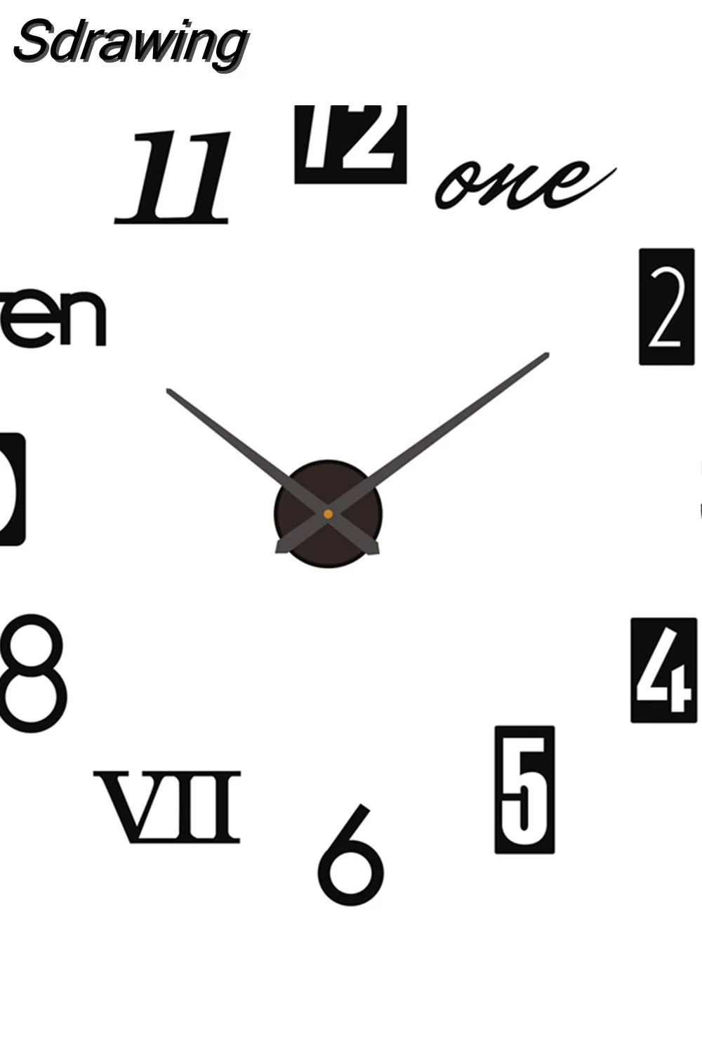 Sdrawing Wall Clock Luminous Frameless Wall Clocks DIY Digital Clock Wall Stickers Silent Clock for Home Living Room Office Wall Decor