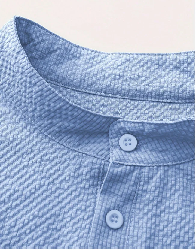 Nigikala Nigikala Men's Fashion Stand-Down Casual Long-Sleeved Shirt