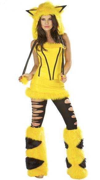 Yellow Hooded Pikachu Halloween Costume-elleschic