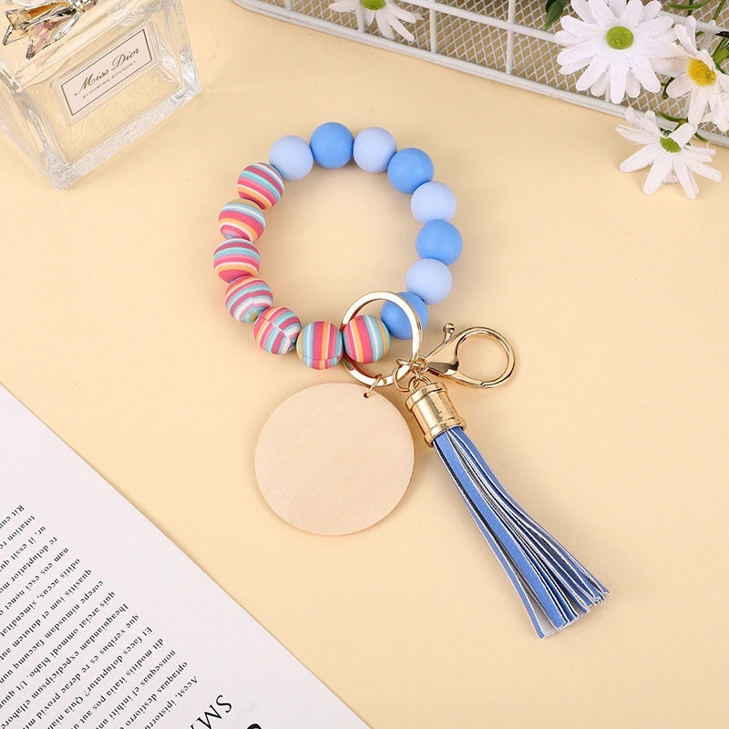 Minimalist Classic Style Solid Color Silica Gel Beaded Unisex Bag Pendant Keychain
