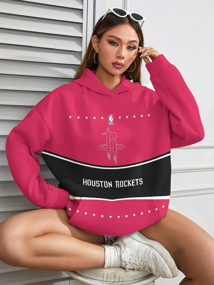 Houston Rockets  Printed Hooded Pocket Pullover Hoodie