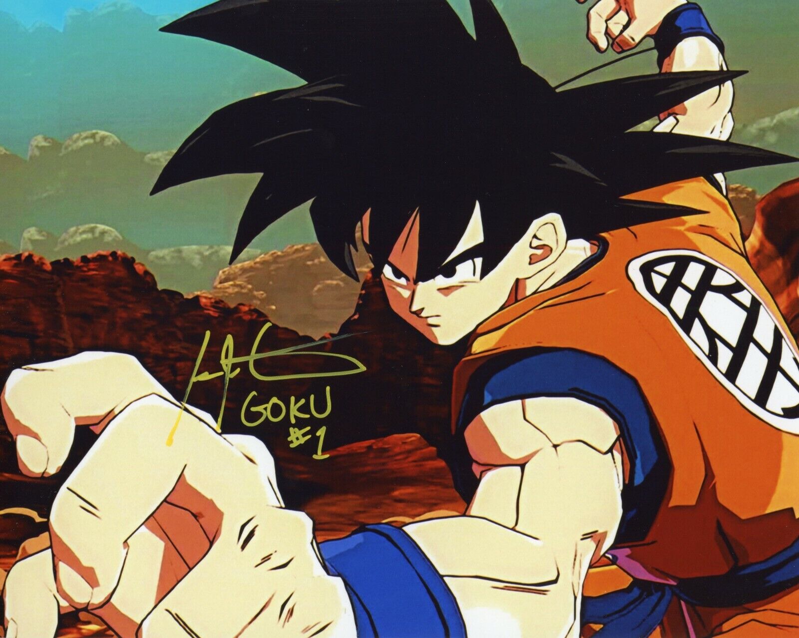 ~ IAN JAMES CORLETT Authentic Hand-Signed DRAGON BALL Z Goku