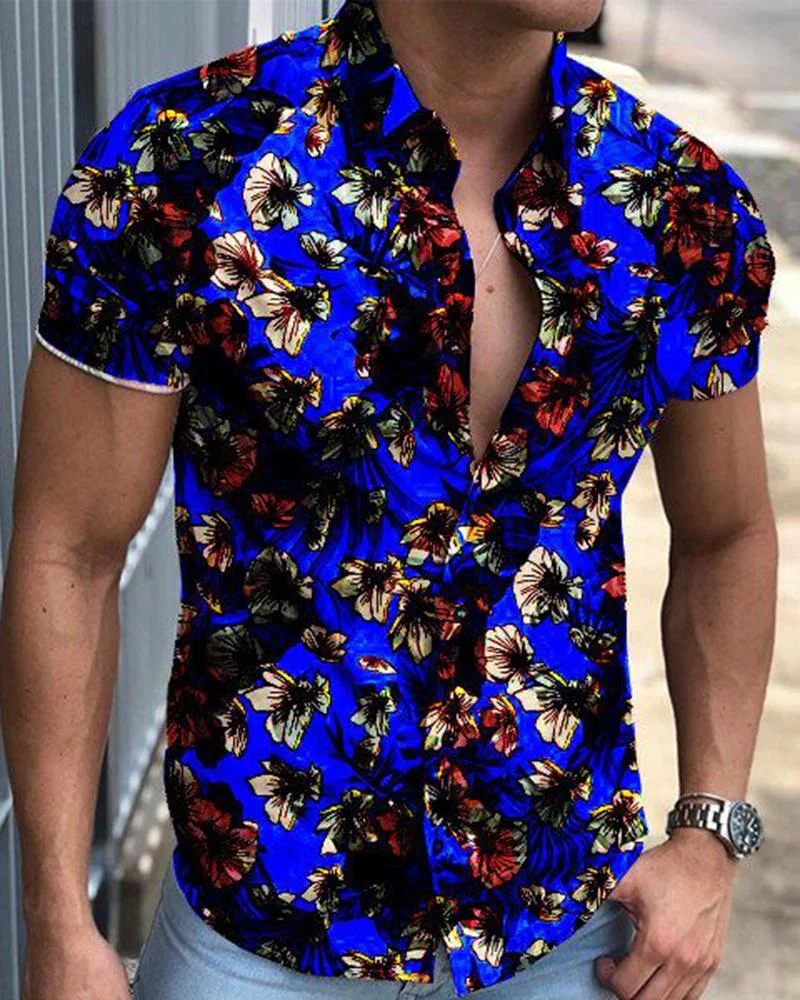 Casual Holiday Printed Short-Sleeved Shirt