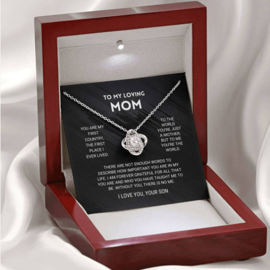 Mom - You're The World - Love Knot Necklace From Son