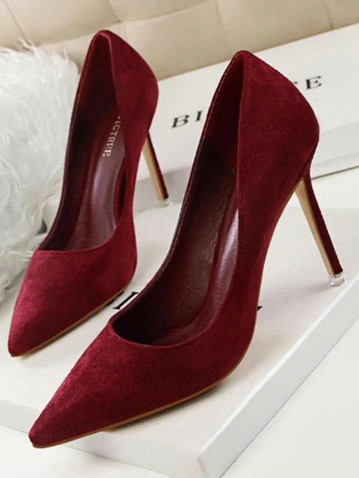 Fashion stiletto high heel shallow pointy suede sexy shoes