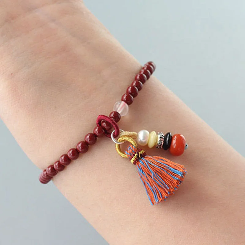 Zen Cairn Cinnabar Blessing Charm Bracelet