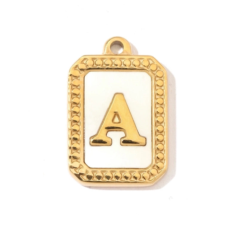 A Pack Of 3 201 Stainless Steel Shell 18K Gold Plated Letter Polished Pendant