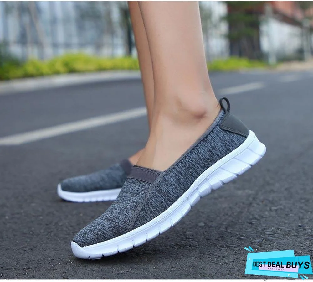 Women Slip On Loafers Plus Size Breathable Mesh Ballet Sneakers Flat Shoes