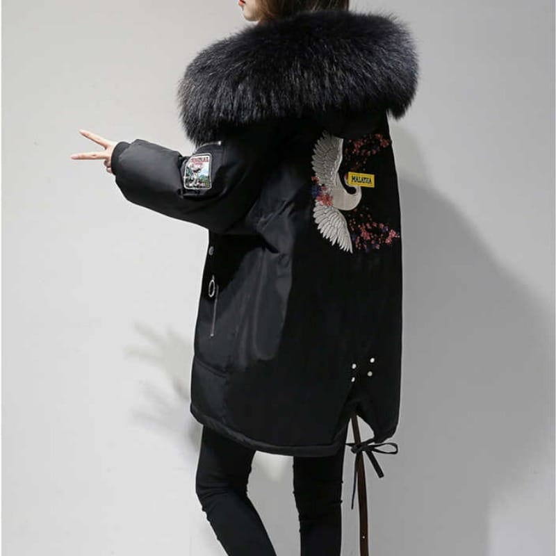 Mid-length Large Fur Collar Down Coat Plus Size