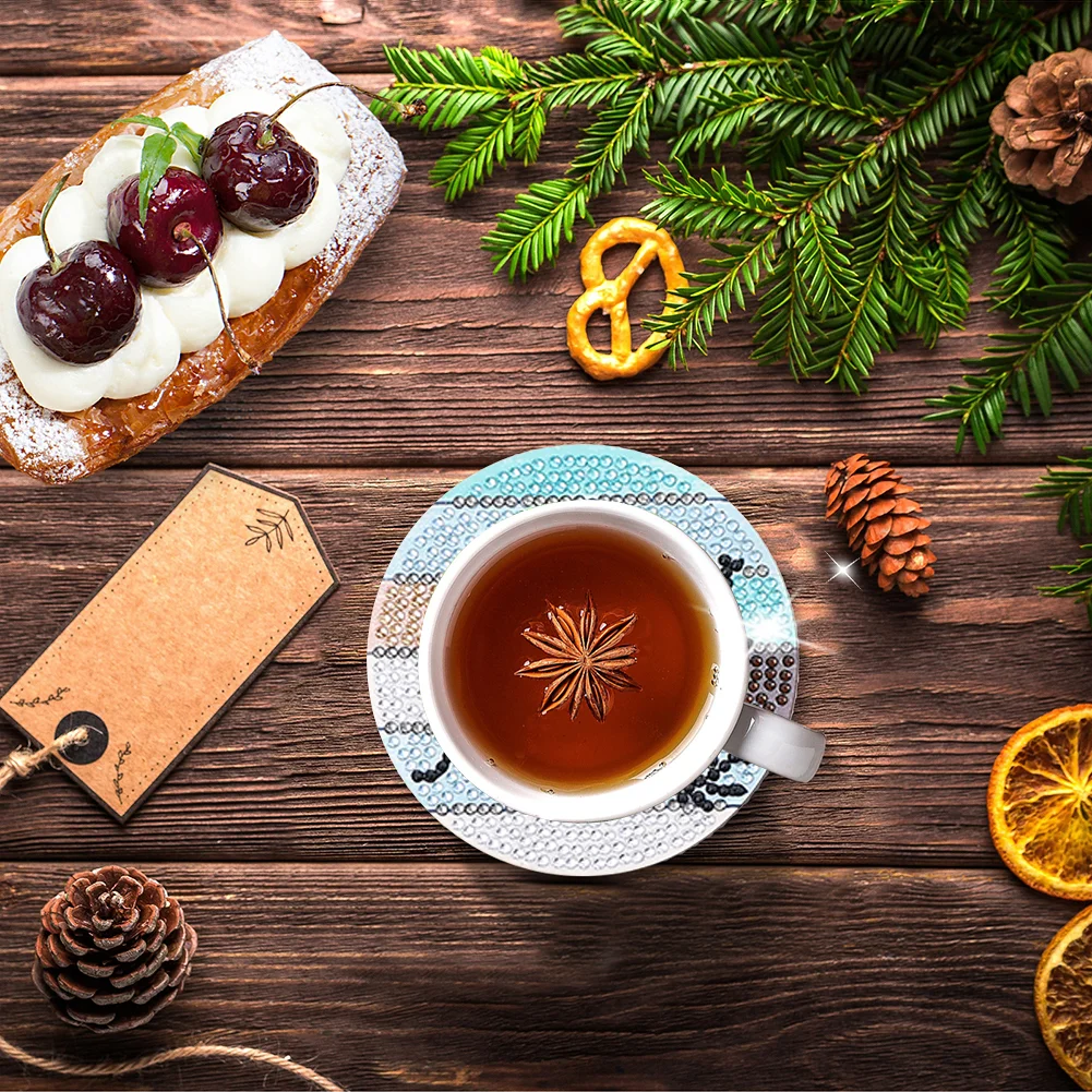 8pcs DIY Coaster Diamond Painting Cup Cushion with Rack Home Decor