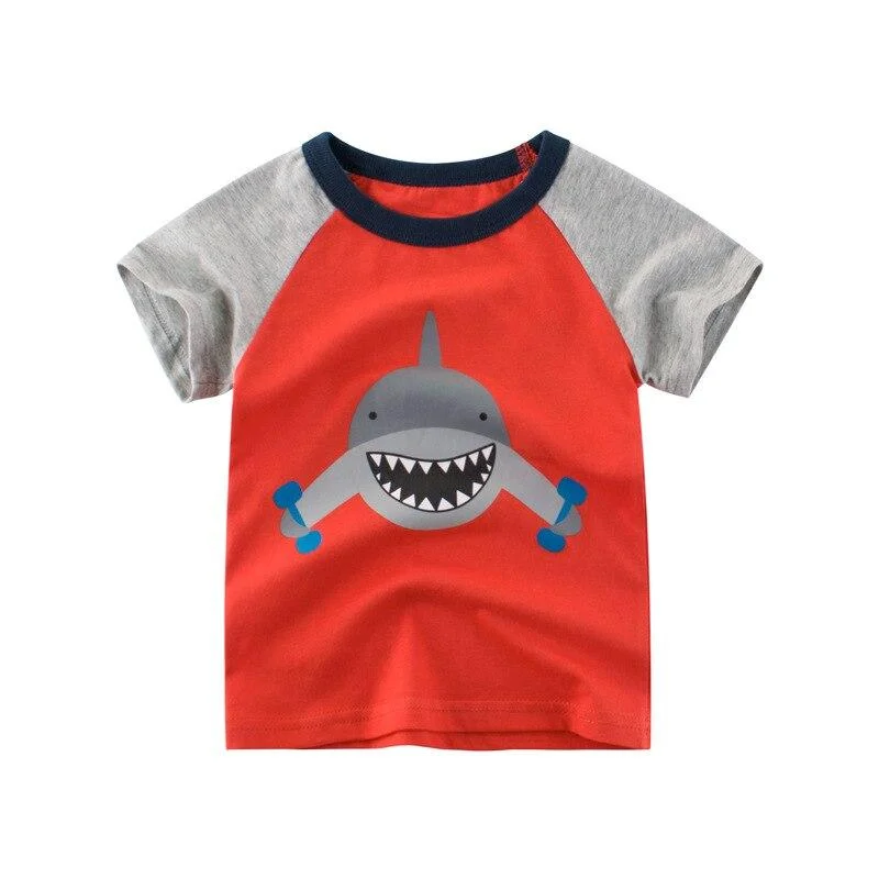 Kids Boys Clothes Summer Boy Girl Short Sleeve T Shirts Tops Cotton Cartoon Tees 2 3 4 6 7 8 Year Children T-shirt Clothing