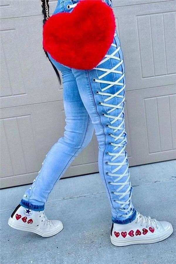 Fashion Street Bandage Denim Jeans