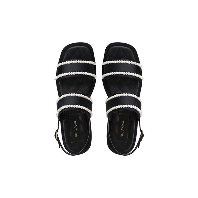New French Pearl Flat Sandals-PABIUYOU- Women's Fashion Leader