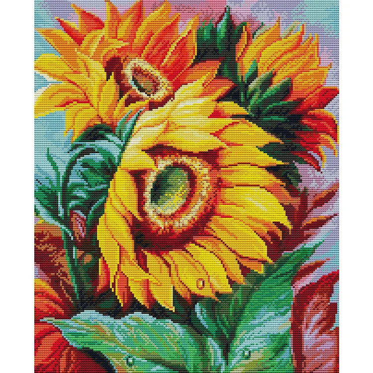 Joy Sunday Sunflowers 14Ct Stamped Cross Stitch 37*45Cm