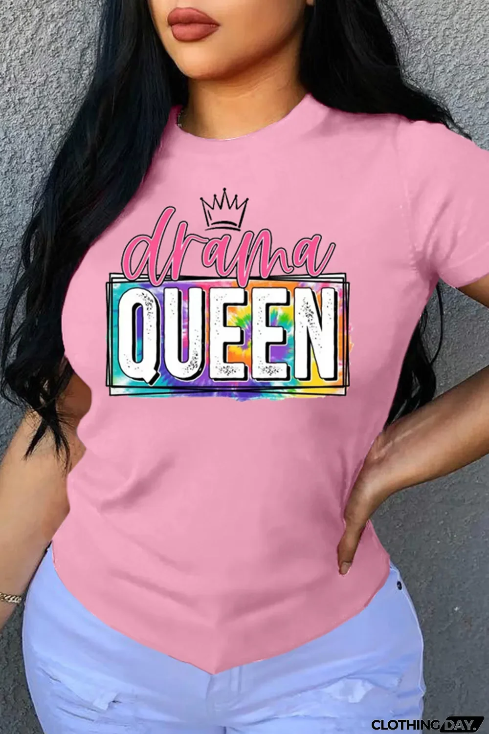 Orange Fashion Casual Letter Print Basic O Neck T-Shirts