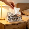 DIY Diamond Art Tissue Box Holder Cat PU Leather Diamond Art Desktop Organizer Resin Rhinestone Storage Organizers Gem Art Home Office Decor Craft Gift for Women