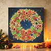 DIY Special Shape Diamond Painting Pearl Art With Inner Frame Kit 25x25cm(Christmas wreath)