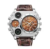  Mens Steampunk Watch Military Big Square Case Design Quartz Dual Time Zone