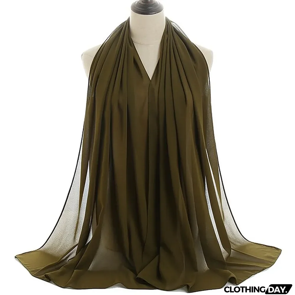180*75cm Muslim Fashion Chiffon Hijab Scarf Women Scarves Long Shawl Islamic Hijabs Simple Head Scarf Solid Wrap Turban