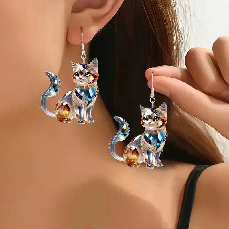 Elegant Crystal Cat Earrings