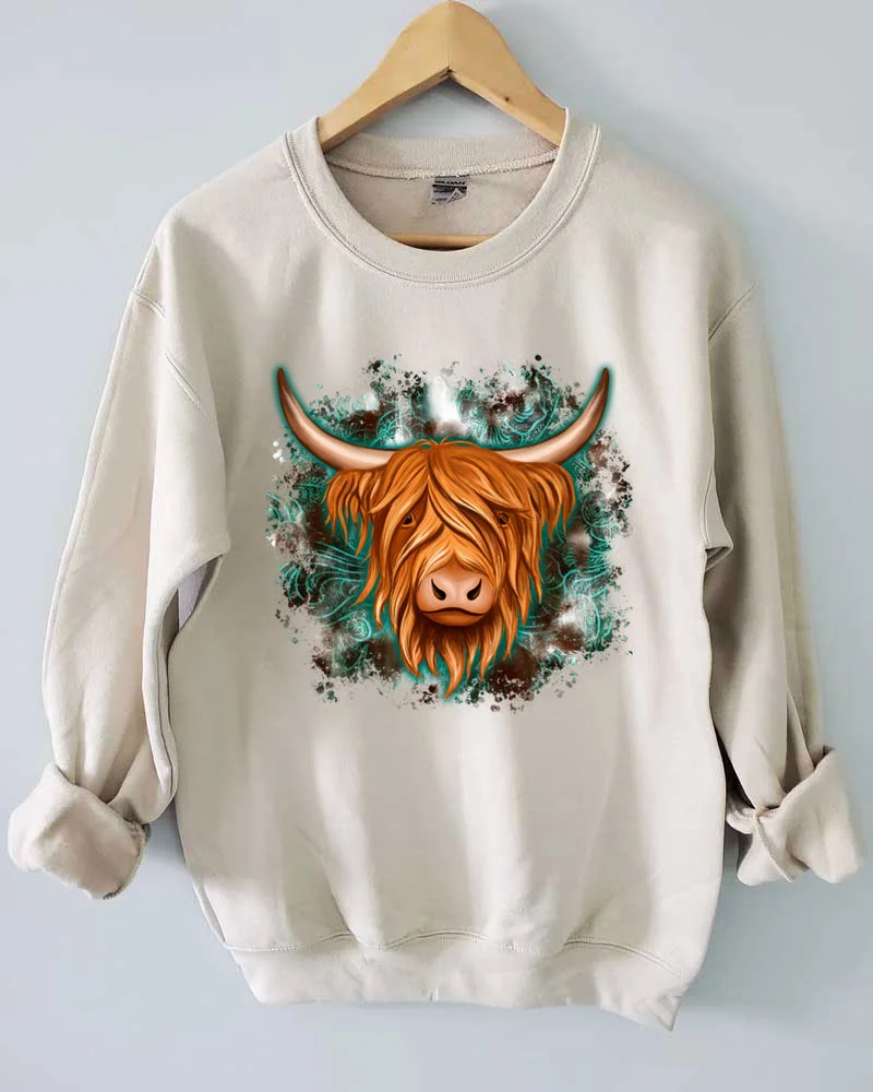 Highland Cow Face Sweatshirt
