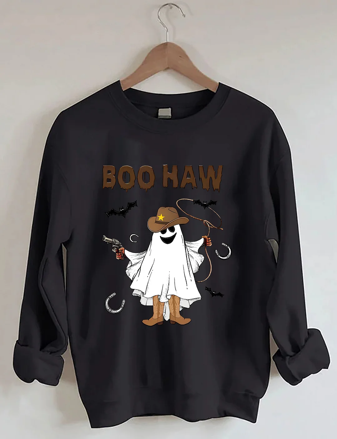 Halloween BOO Haw Western Cowboy Ghost Sweatshirt