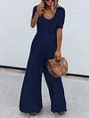 Empire Short Sleeves Wide Legs Jumpsuits