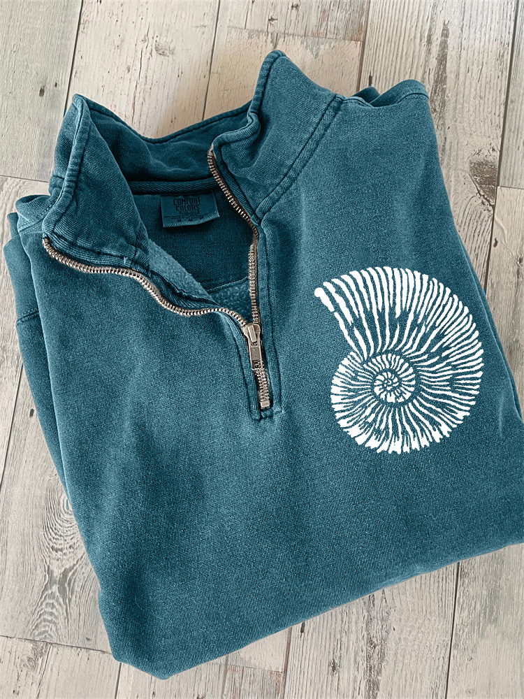 Conch Lino Art Comfy Zip Up Sweatshirt wearshes