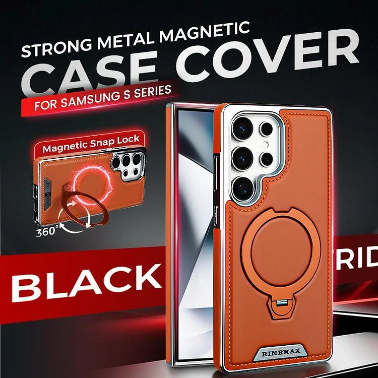Magnetic Rotating Bracket Luxury Leather Phone Case For Samsung Galaxy S26 S25 S24 Ultra Plus Wireless Charging Shockproof Cover