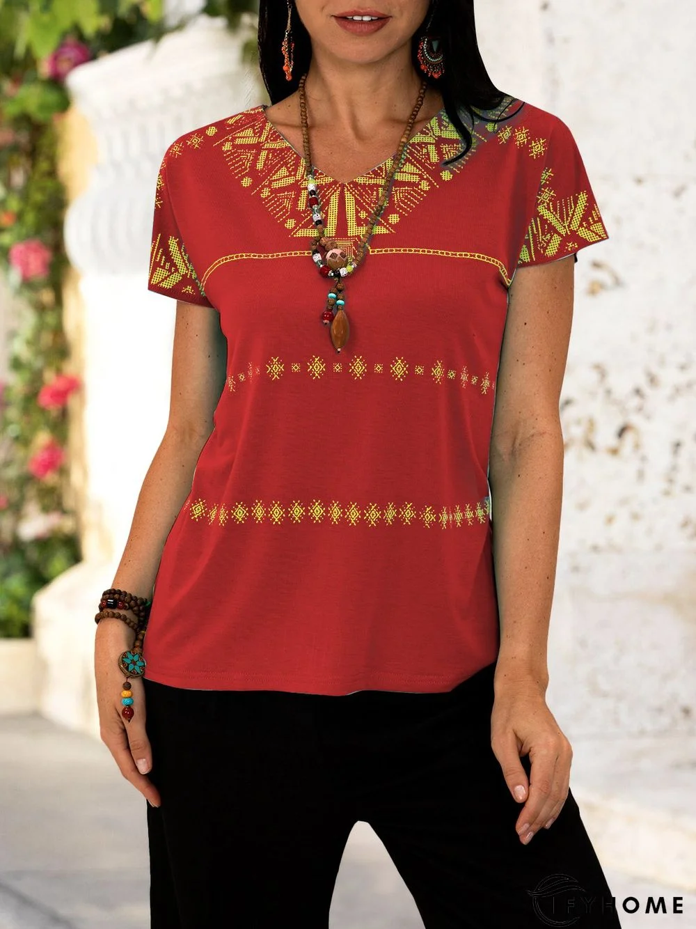 Short Sleeve Boho Shirts T-shirts | IFYHOME