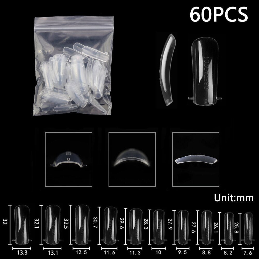 Acrylic Extension False Nail Tips Sculpted Full Cover Nail Tips Fake Finger UV Gel Polish Quick Building Mold Manicures Tool Set