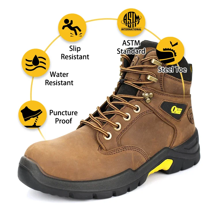 Men's Steel Toe Non-Slip Kevlar Puncture Resistant Waterproof ESD Construction & Assembly Line Work Boots
