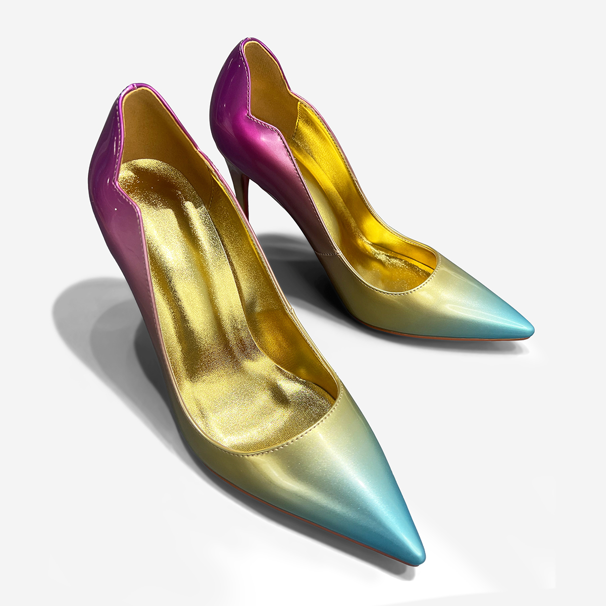 100mm/120mm Women's Stiletto Pointed Toe Gradient Sparkling Shoes Red Bottom High Heel-MERUMOTE