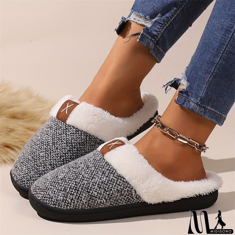 MidiSono - Comfortable Fleece Lined Home Slippers for Women Men