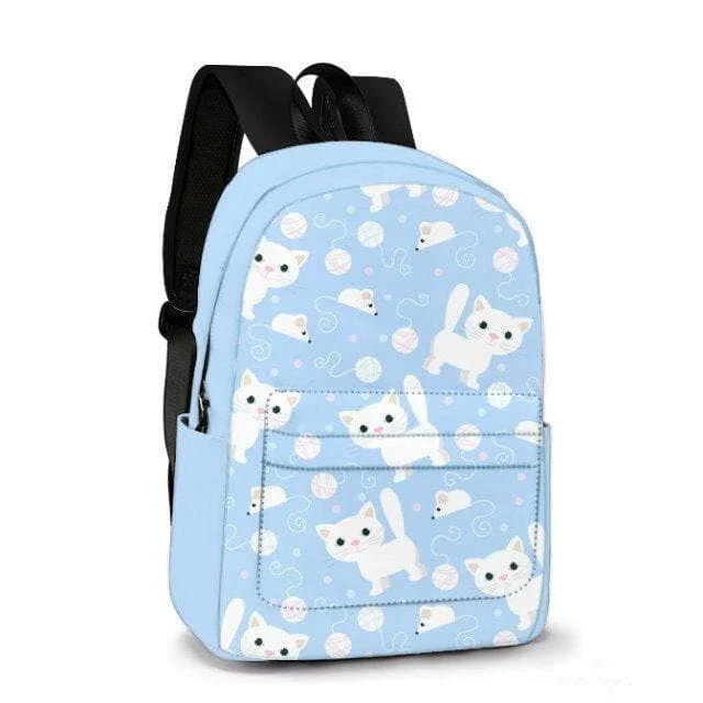 Kawaii Blue Kitty Custom Made Backpack SP179606
