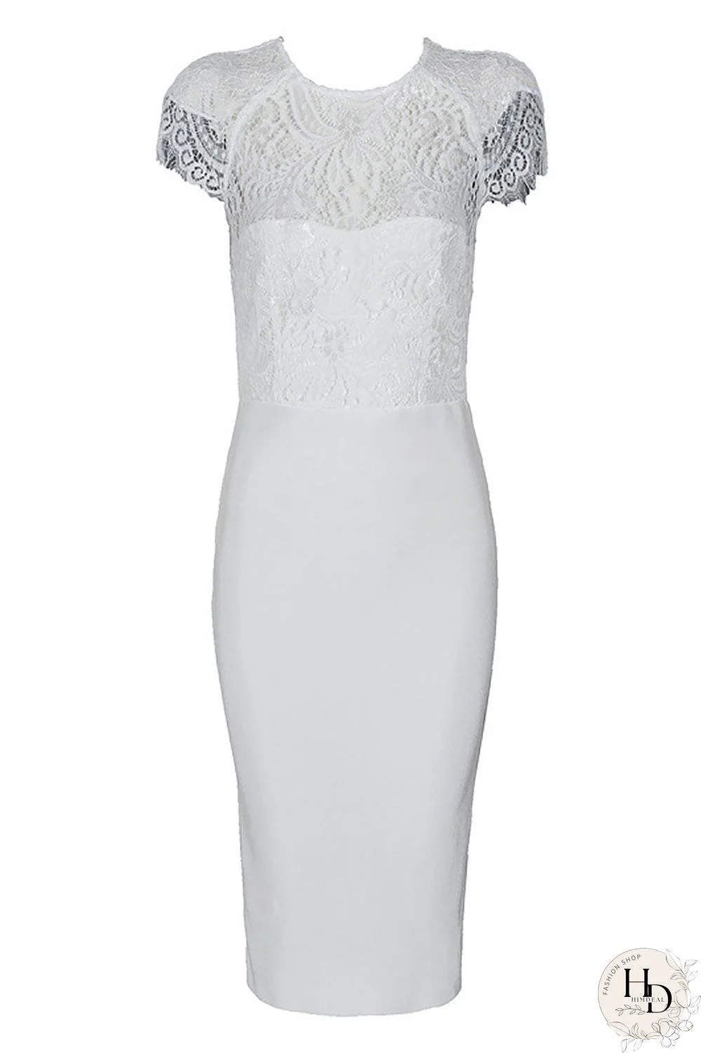 White Cap Sleeves Lace Bodycon Dress For Prom