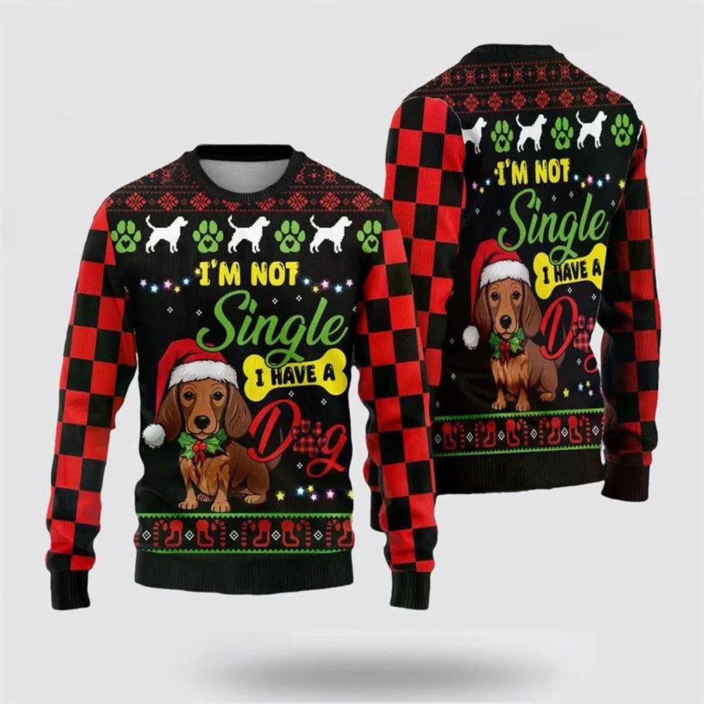 Happy Dachshund Dog Ugly Christmas Sweater For Men And Women, Gift For Christmas, Best Winter Christmas Outfit