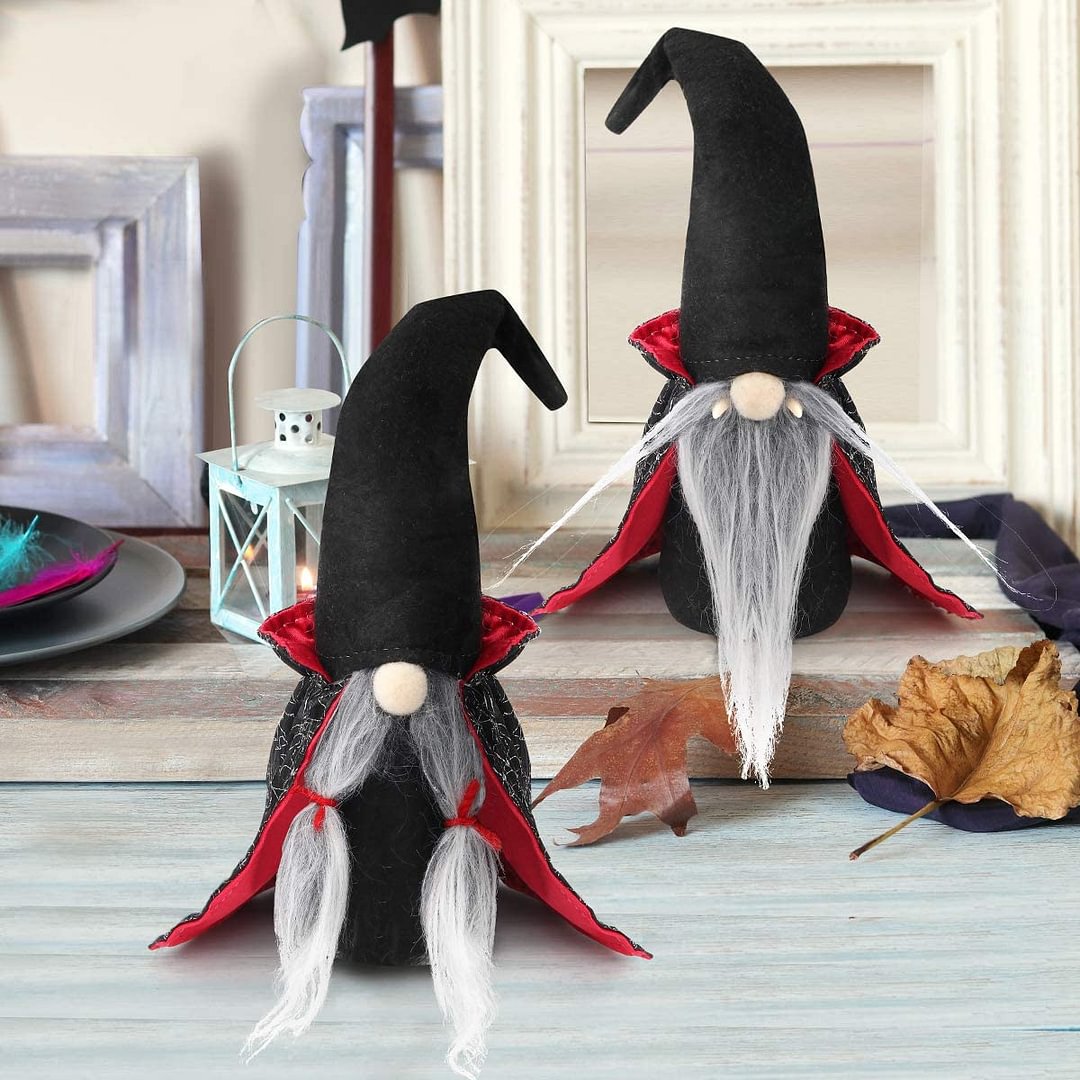 Halloween Gnomes Plush Decor Black Witch Cloak Hat、、sdecorshop