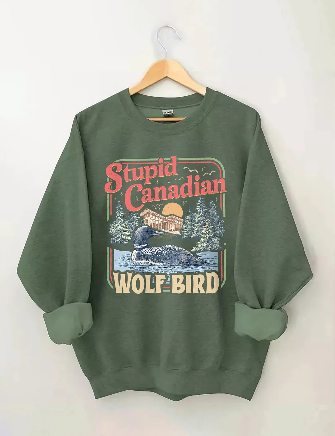 Stupid Canadian Wolf Bird Sweatshirt
