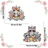 (US Local)2Pcs Special Shaped Tiger Raccoon Diamond Painting Hanging Decor Craft Kit