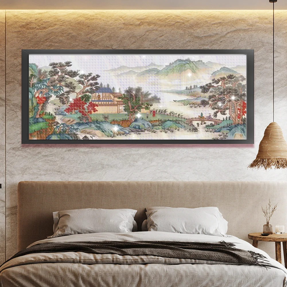 11CT Full Stamped Cross Stitch - Landscape(Canvas|195*83CM)