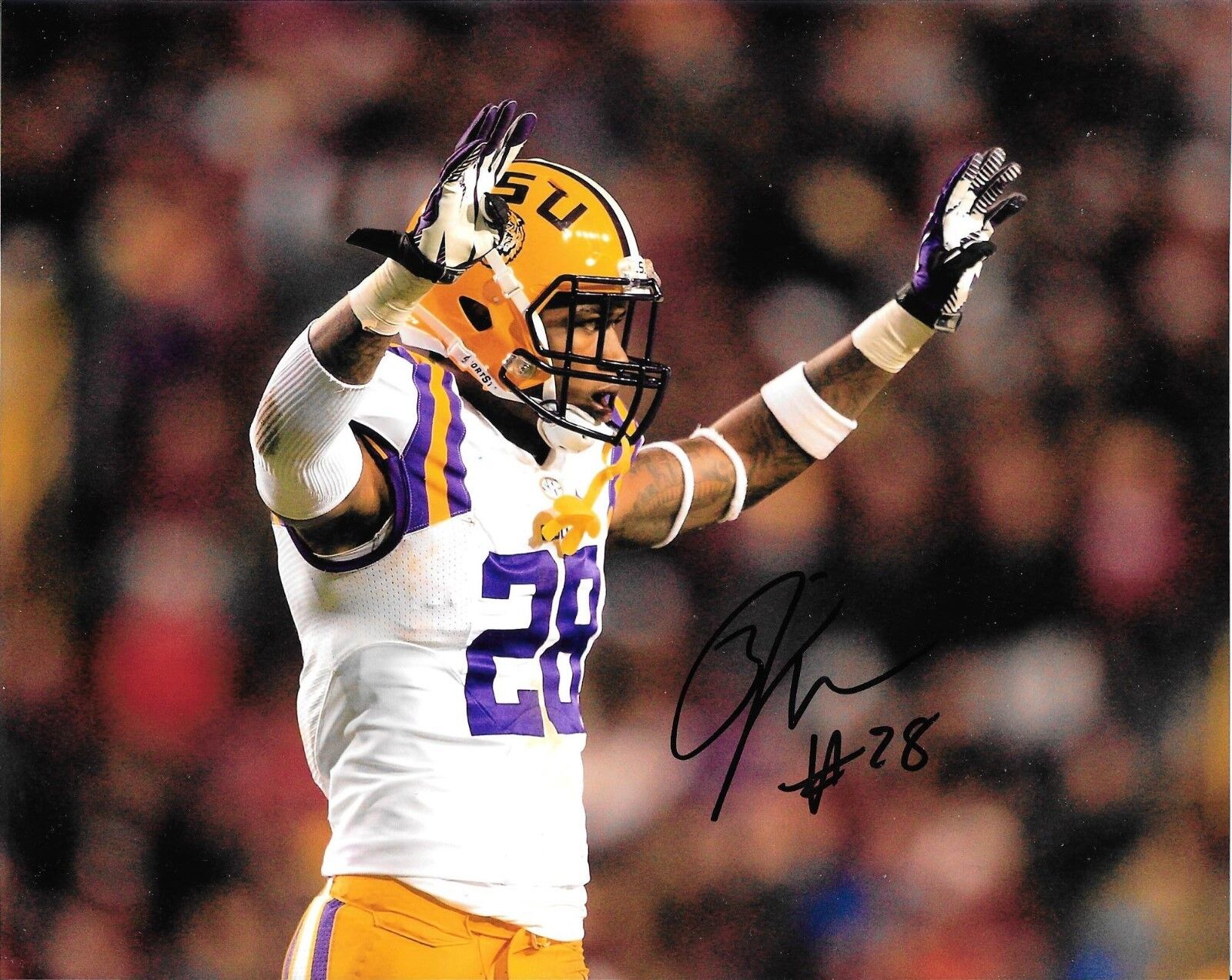 PHILADELPHIA EAGLES JALEN MILLS HAND SIGNED LSU TIGERS 8X10 Photo Poster painting W/COA