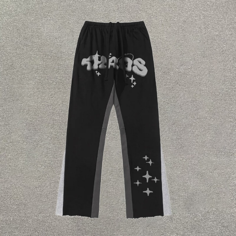 Men'S Hip Hop High Street Print Contrast Color Casual Flare Sweatpants